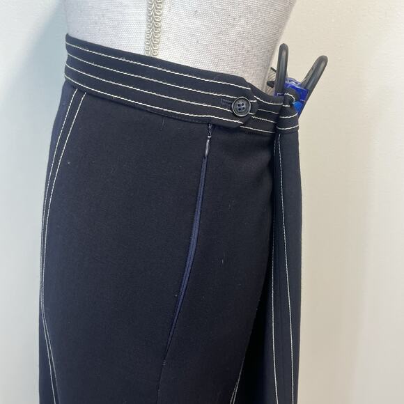 Brooks Brothers Red Fleece 1818 Wool A-Line Skirt Navy Blue White Size 12 Knee - Picture 6 of 8